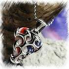   Pick Holder Pendant Necklace Tattoo Flames, Silver Brass Masterpiece