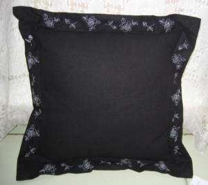 NWT Liz Claiborne SABRINA Black/White FLORAL EMB Pillow  