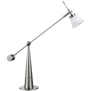 Admiral Collection 1 Light 28 Polished Steel Desk Lamp with Frosted 