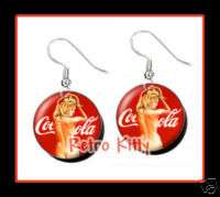 COCA COLA GIRL ** Vintage Logo Pin Up New EARRING SET  