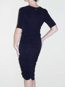 BURBERRY Danielle Black Ruched Jersey Dress 12 NWT  