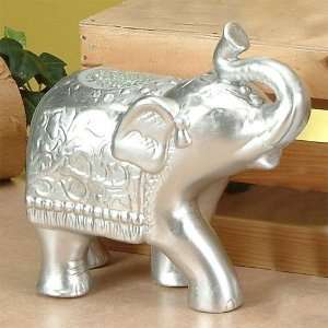  White Silver Walking Glass Mosaic Elephant Figure