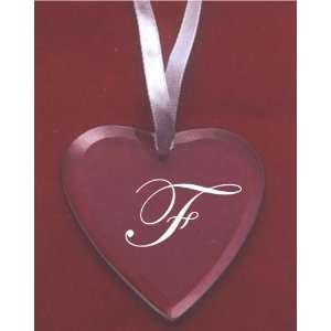  Glass Heart Ornament with the letter F 