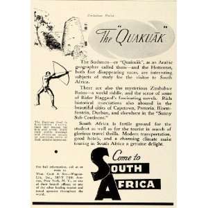  1935 Ad Thos. Cook Son South Africa Bushmen Native Cave 