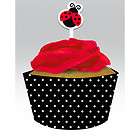 12 ladybug fancy cupcake wrapper with topper picks birthday party