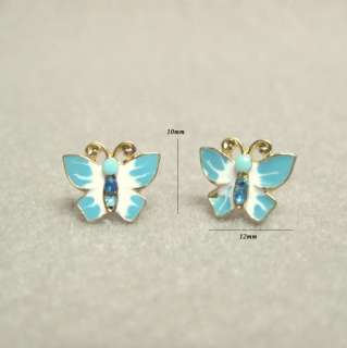 Cute Small BLUE or PURPLE Butterfly Stud Earrings  