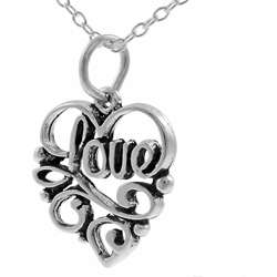 Sterling Silver Calligraphy Love Necklace  