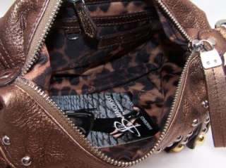 Makowsky BRONZE Leather Zip Top Crossbody Bag Fringe A201445 $158 