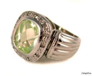 NIB 925 Sterling Silver Designer Citrine Diamond Ring 9  