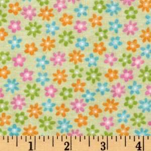  43 Wide All A Flutter Flannel Daisies Green Fabric By 