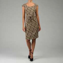 Tahari ASL Womens Leopard Print Matte Jersey Dress  