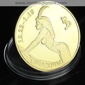    Capricorn Zodiac Sign Gold plated Coin 058 