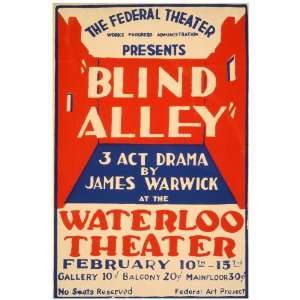 11x 14 Poster.  Blind Alley Waterloo Theater  Poster. Decor with 