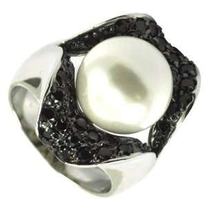  White Pearl in a Black Oyster Ring Jewelry