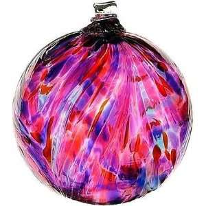  Kitras Art Glass Feather Witch Ball Ornament   3 Berry 