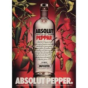  1986 Ad Absolut Pepper Red Peppar Vodka Bar Art Sweden 