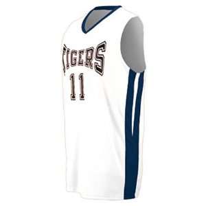  Custom Augusta Youth Triple Double Game Jersey WHITE/NAVY 