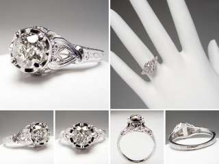 Art Deco Antique Engagement Ring Old European Cut Diamond Set In Solid 