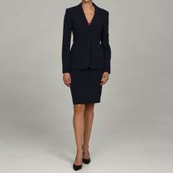 Calvin Klein Womens Navy 3 button Jacket Skirt Suit  