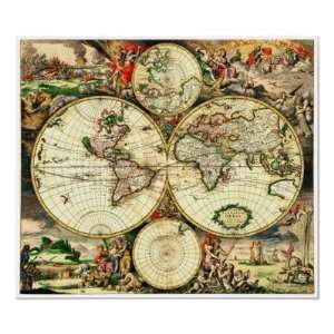  Old World Map 1689 Antique Travel Artwork Poster
