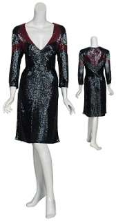 NAEEM KHAN Spectacular Metallic Beaded Dress 12 NEW  