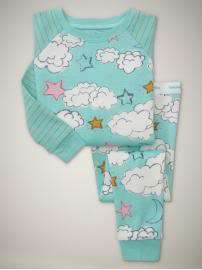 Baby Gap Girls Blue Cloud Pajamas 3 3T NEW NWT NIP  