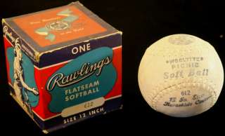 VINTAGE RAWLINGS SOFTBALL BASEBALL WITH BOX SIZE 12  