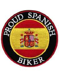 Proud Spanish Biker Embroidered Patch Spain Flag Iron On Motorcycle 