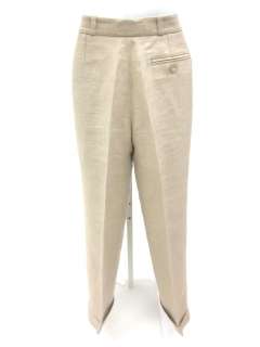 OSCAR DE LA RENTA Gold Metallic Knit Trousers Pants 4  