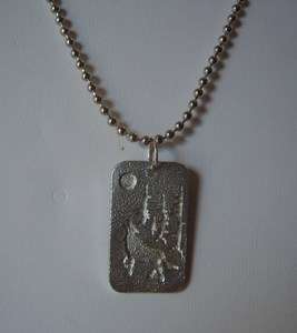 Pewter WOLF HOWLING on Ball Chain Necklace ALCIDE JACOB  