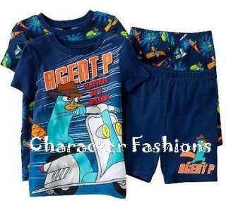 Phineas and Ferb Pajamas pjs Size 6 8 10 12 Shirt Shorts PERRY AGENT P 