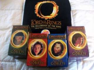 BURGER KING LORD OF THE RINGS GLASS GOBLET SET OF FOUR~NIB~COMES WITH 