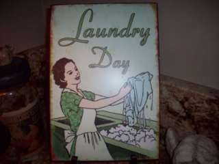 VINTAGE 50s STYLED DISTRESSED 11 LAUNDRY DAY SIGN New 054798910614 