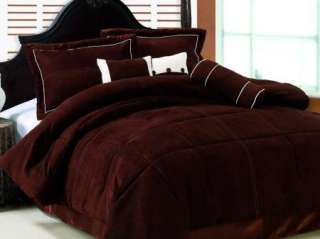 OXFORD Bedding Solid Brown or Black Suede Comforter Set  