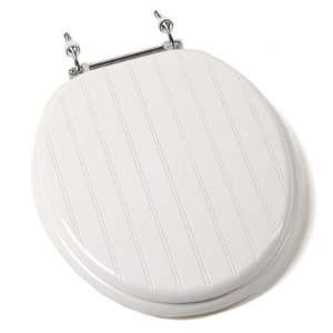   Deluxe Molded Round Toilet Seat with Chrome Hinges and White Wainscot