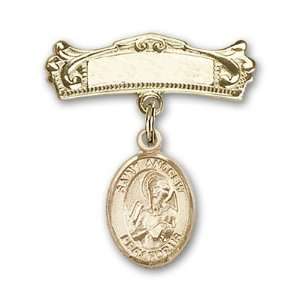  Gold Filled Baby Badge with St. Andrew the Apostle Charm 