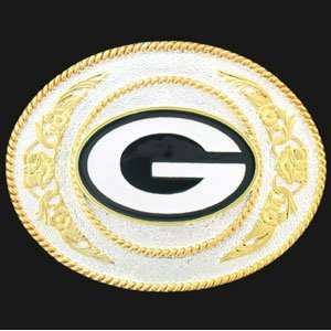  Green Bay Packers Gold and Silver Toned NFL Logo Buckle 