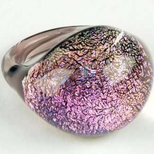  Glass Dichroic Finger Ring Small Purple Gorilla Glass Jewelry