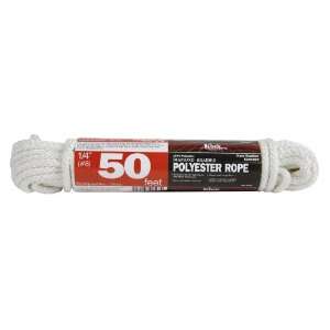   by 50 Feet Polyester Diamond Braid Rope, White/Red