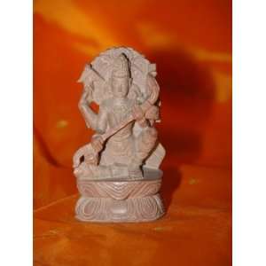 Devi Saraswati Statue Goddess of Art & Learning Idol Carved Stone 