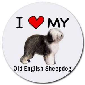  I Love My Old English Sheepdog Round Mouse Pad Office 