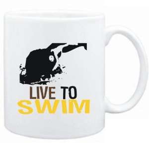  Mug White  LIVE TO Swim  Sports