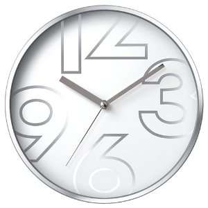  Chic Shimmer Non Ticking Silent Wall Clock (White/Silver 