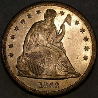 1842 LIBERTY SEATED SILVER DOLLAR HIGH QUALITY APPEALING RARE 