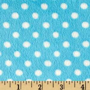  60 Wide Minky Polka Cuddle Turquoise/White Fabric By The 