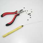 Hair FEATHER Extension TOOLs KIT Hook Pliers and 100 Silicone Micro 