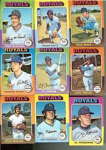1975 Topps Baseball Royals 9 Card Lot VG EX Condition  