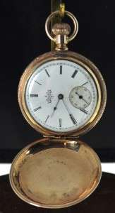 1892 Elgin Pocket Watch Gold Filled Hunters Case For Repair 6s Side 