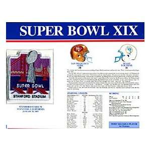  Super Bowl 19 Patch and Game Details Card Sports 