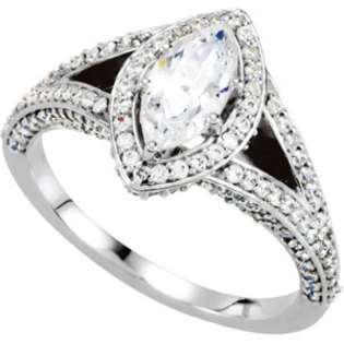   Inc. 2.10CT Marquise Cut Diamond Engagement Ring 14K White Gold Halo